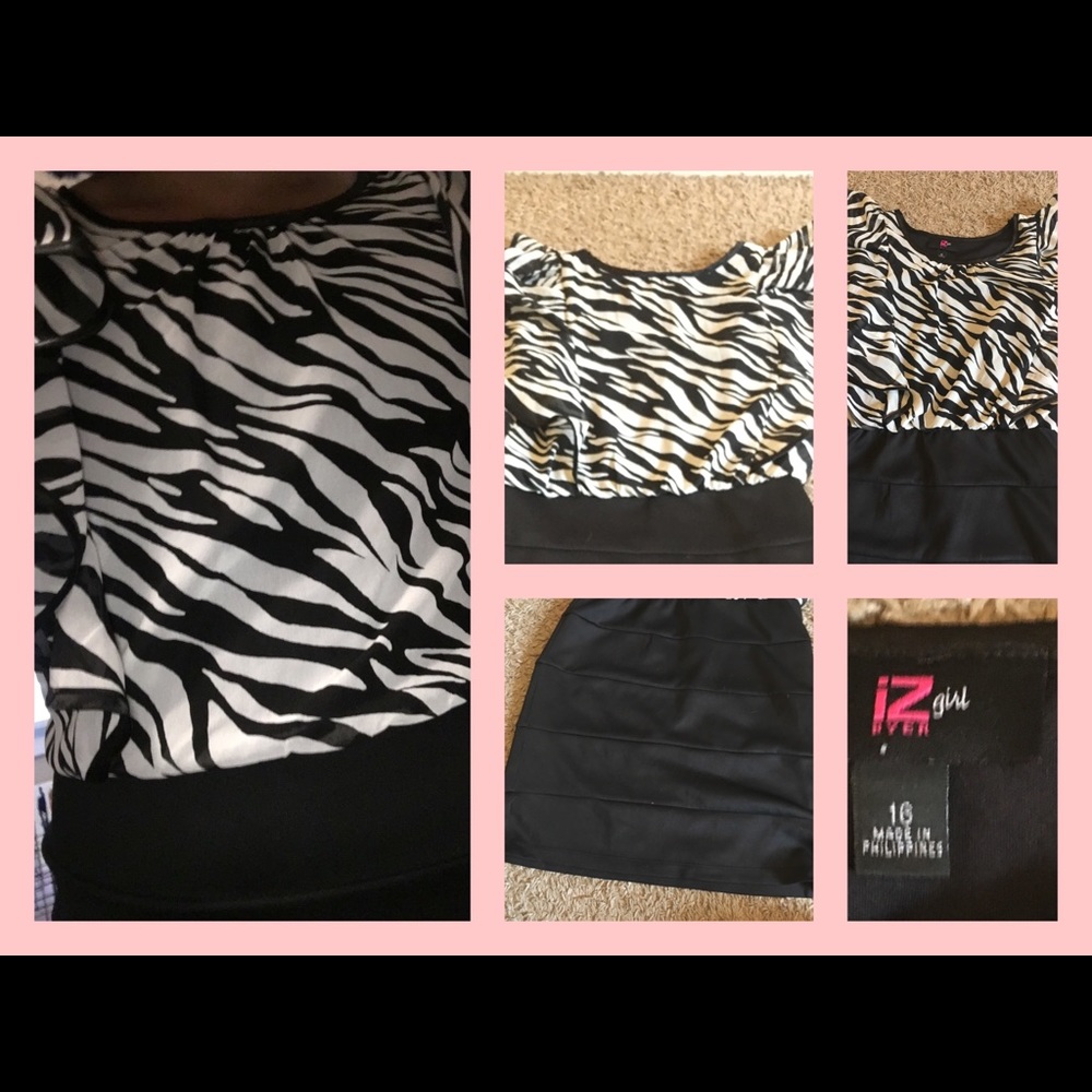 Black Zebra ruffled body con dress